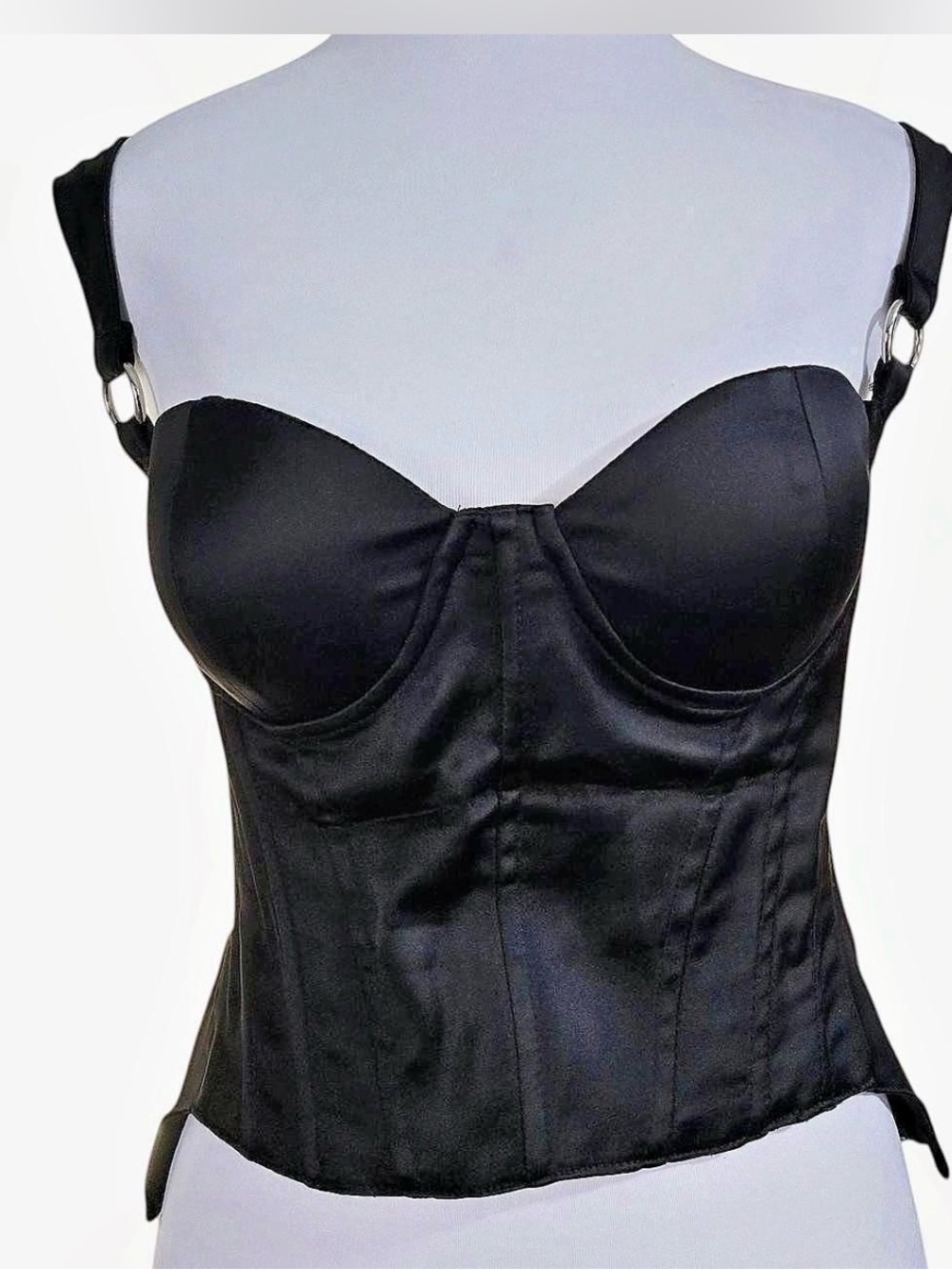 dollskill x poster girl Black hard to handle bustier boned corset top plus 2x